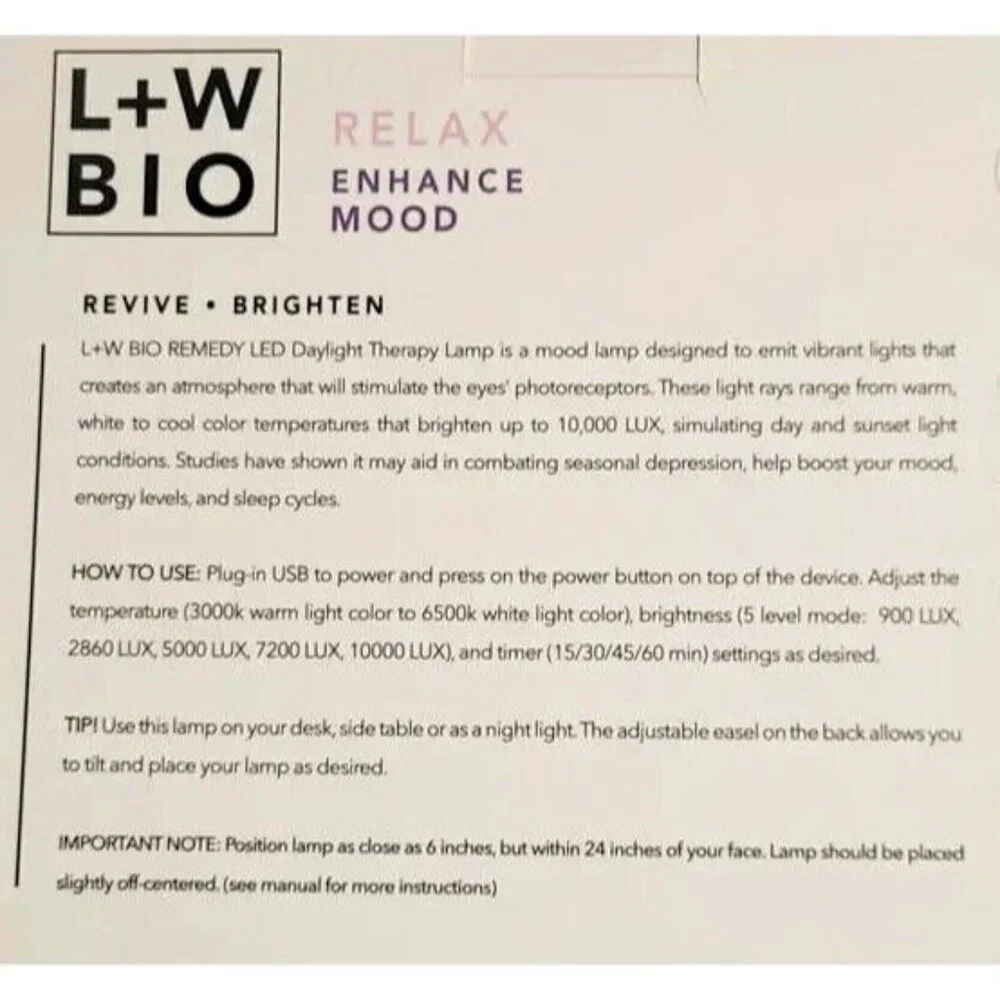 Luxe and Willow Bio Remedy LED Daylight Therapy Lamp